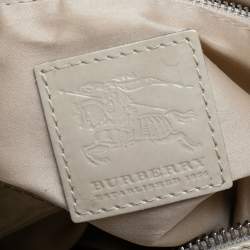 Pre Owned Burberry Cream Quilted Patent Leather Beaton Tote