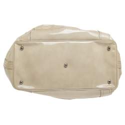 Pre Owned Burberry Cream Quilted Patent Leather Beaton Tote