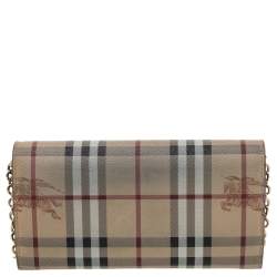 Pre Owned محفظة بسلسلة بربري هينلي كانفاس مقوى كاروهات هايماركت تشيك بيج