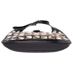 Pre Owned Burberry Beige/Black Nova Check Canvas And Leather Studded Brooke Warrior Hobo