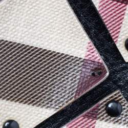 Pre Owned Burberry Beige/Black Nova Check Canvas And Leather Studded Brooke Warrior Hobo