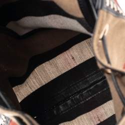 Pre Owned Burberry Beige/Black Exploded Check Canvas and Leather Backpack