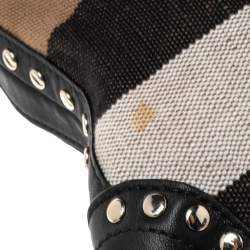 Pre Owned Burberry Beige/Black Exploded Check Canvas and Leather Backpack