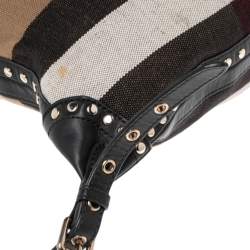 Pre Owned Burberry Beige/Black Exploded Check Canvas and Leather Backpack