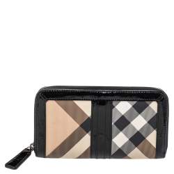 Burberry Black/Beige Patent Leather And Nova Check PVC Zip Around Wallet  Burberry | TLC