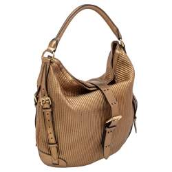 Pre Owned Burberry Gold Quilted Leather Hobo