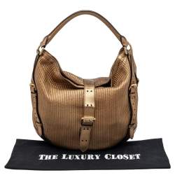Pre Owned Burberry Gold Quilted Leather Hobo
