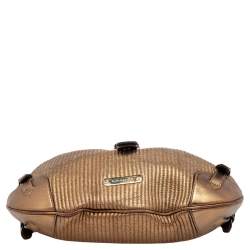 Pre Owned Burberry Gold Quilted Leather Hobo