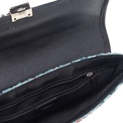 Pre Owned حقيبة كلتش بربري صوف كاروهات نوفا تشيك أزرق ذات حمالة معصم