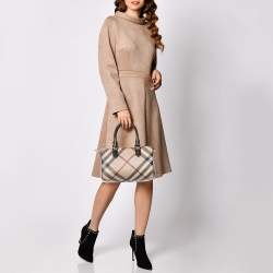 Pre Owned Burberry Beige Nova Check Canvas Bowling Bag