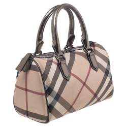 Pre Owned Burberry Beige Nova Check Canvas Bowling Bag