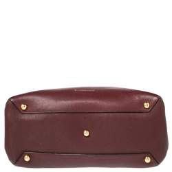 مملوكة مسبقًا حقيبة يد توتس بربري بانر قماش كاروهات هاوس تشيك و جلد بيج/عنابي متوسطة