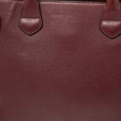 مملوكة مسبقًا حقيبة يد توتس بربري بانر قماش كاروهات هاوس تشيك و جلد بيج/عنابي متوسطة