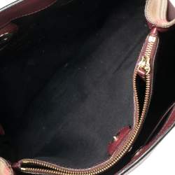 مملوكة مسبقًا حقيبة يد توتس بربري بانر قماش كاروهات هاوس تشيك و جلد بيج/عنابي متوسطة