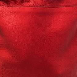 Burberry Red Pebbled Leather Drawstring Sling Backpack