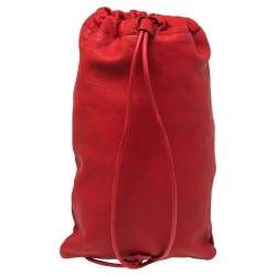 Burberry Red Pebbled Leather Drawstring Sling Backpack