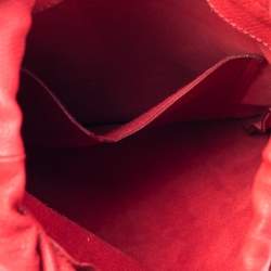 Burberry Red Pebbled Leather Drawstring Sling Backpack