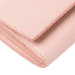 Pre Owned Burberry Light Pink Grained Leather Henley Wallet on Chain