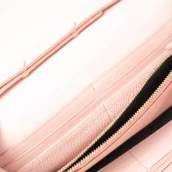 Pre Owned Burberry Light Pink Grained Leather Henley Wallet on Chain