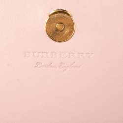 Pre Owned Burberry Light Pink Grained Leather Henley Wallet on Chain