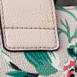 مملوكة مسبقًا Burberry Floral Print Leather The Medium Buckle Tote