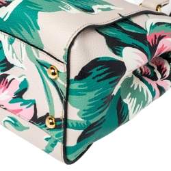 مملوكة مسبقًا Burberry Floral Print Leather The Medium Buckle Tote