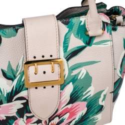 مملوكة مسبقًا Burberry Floral Print Leather The Medium Buckle Tote