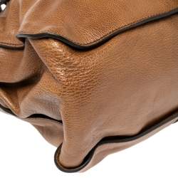 مملوكة مسبقًا حقيبة ساتشل بربري بارتو جلد  بني تفاصيل سلسلة 