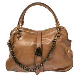 مملوكة مسبقًا حقيبة ساتشل بربري بارتو جلد بني تفاصيل سلسلة 