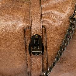 مملوكة مسبقًا حقيبة ساتشل بربري بارتو جلد بني تفاصيل سلسلة 