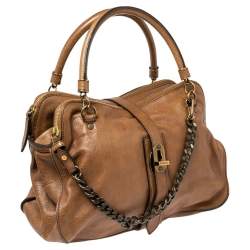 مملوكة مسبقًا حقيبة ساتشل بربري بارتو جلد بني تفاصيل سلسلة 