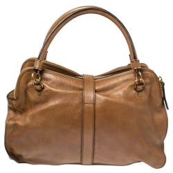 مملوكة مسبقًا حقيبة ساتشل بربري بارتو جلد بني تفاصيل سلسلة 