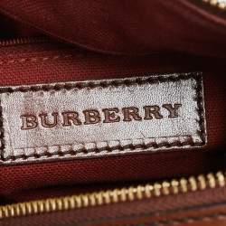 Pre Owned Burberry Beige/Tan Haymarket Check Coated Canvas and Leather Medium Alchester Bowler Bag