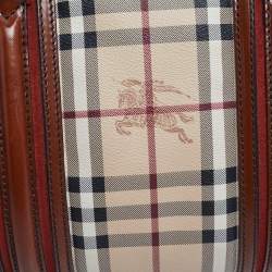 Pre Owned Burberry Beige/Tan Haymarket Check Coated Canvas and Leather Medium Alchester Bowler Bag