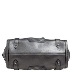 Pre Owned حقيبة يد بربري كونفرتيبل جلد وكانفاس كاروهات بيت رمادي ميتالك