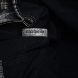 Pre Owned حقيبة يد بربري كونفرتيبل جلد وكانفاس كاروهات بيت رمادي ميتالك