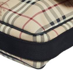 Burberry Beige/Black Haymarket Check PVC and Leather Messenger Bag