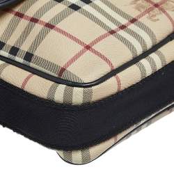 Burberry Beige/Black Haymarket Check PVC and Leather Messenger Bag