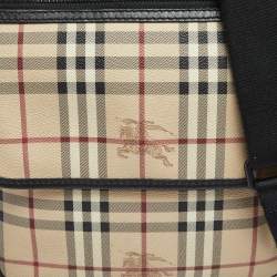 Burberry Beige/Black Haymarket Check PVC and Leather Messenger Bag