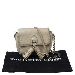 Burberry Beige Leather Tassel Crossbody Bag