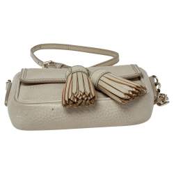 Burberry Beige Leather Tassel Crossbody Bag