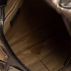 Pre Owned Burberry Metallic/Beige Nova Check PVC And Leather Studded Brooke Warrior Hobo