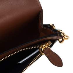 مملوكة مسبقًا Burberry Beige/Brown TB-Print Coated Canvas Ottis Bridle Wallet on Strap