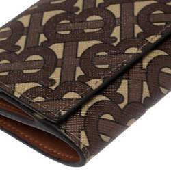 مملوكة مسبقًا Burberry Beige/Brown TB-Print Coated Canvas Ottis Bridle Wallet on Strap