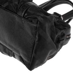 مملوكة مسبقًا Burberry Black Check Nylon and Leather Trim Satchel