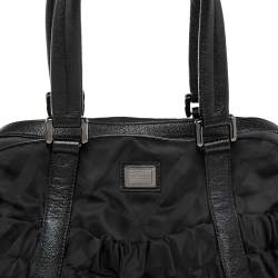 مملوكة مسبقًا Burberry Black Check Nylon and Leather Trim Satchel