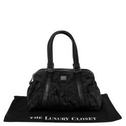 مملوكة مسبقًا Burberry Black Check Nylon and Leather Trim Satchel