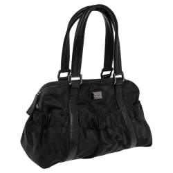 مملوكة مسبقًا Burberry Black Check Nylon and Leather Trim Satchel