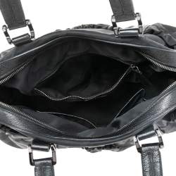 مملوكة مسبقًا Burberry Black Check Nylon and Leather Trim Satchel