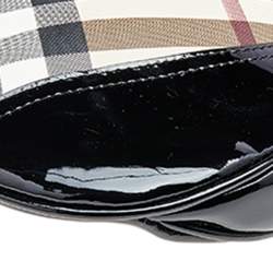 Pre Owned Burberry Black/Beige Nova Check PVC And Patent Leather Brooke Hobo